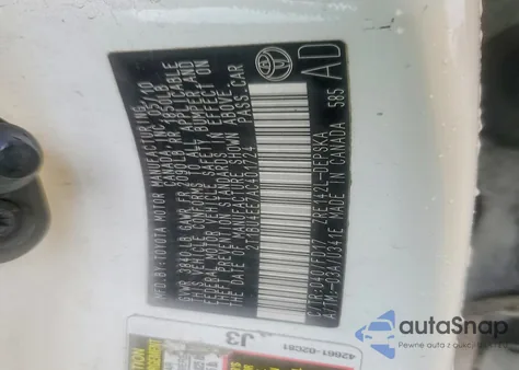 2010 Toyota Corolla Base z USA, uszkodzony, nr VIN 2T1BU4EE7AC401724